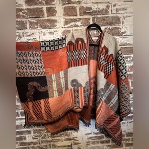 Rust/black/taupe poncho